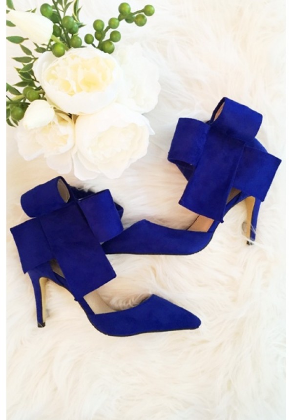 Blue bow high heels with above the ankle closure | Bradshaw Bow ...